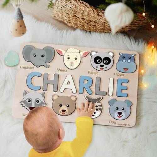Zuzu Puzzle Handmade Name Puzzle With Animals