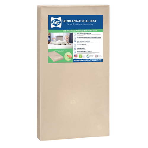 Sealy Soybean Natural Rest 2-Stage Premium Crib Mattress, Foam and Cotton