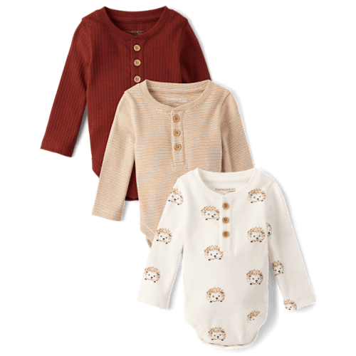 Baby Hedgehog Henley Bodysuit 3-Pack - Homegrown by Gymboree - Multi