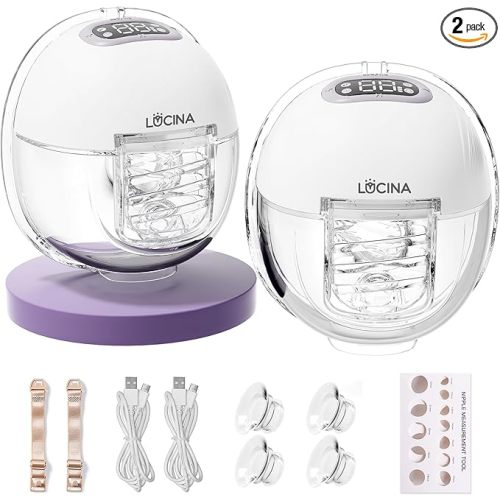 Breast Pump Hands Free, Wearable Breastfeeding Pump with 4 Modes & 9 Levels, Portable Electric Breast Pump, Strong Suction, Discreet & Smart Display, 19/21/24mm Insert/Flange, 2 Pack