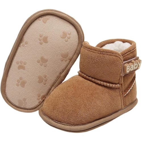 Baby Boys Girls Winter Booties Solid Color Non-Slip Cozy Fleece Lining Comfortable First Walkers for Infants 0-18M