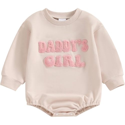 Amazon.com: Multitrust Toddler Baby Girl Clothes Embroidery Daddy's Girl Sweatshirt Romper Oversized Bodysuit Onesie Baby Girls Outfit (Khaki, 0-3 Months): Clothing, Shoes & Jewelry