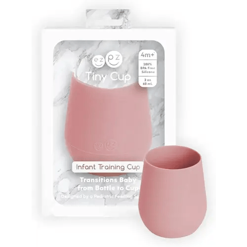 ezpz Tiny Cup (Blush) - 4 months+ - 100% Silicone Training Cup for Infants - Designed by a Pediatric Feeding Specialist - Baby-Led Weaning Essentials & Baby Gifts