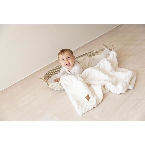 Cuddle Cookie Baby Solid Faux Fur Blanket, 27 x 33 inches, in Gift Box (Ivory)