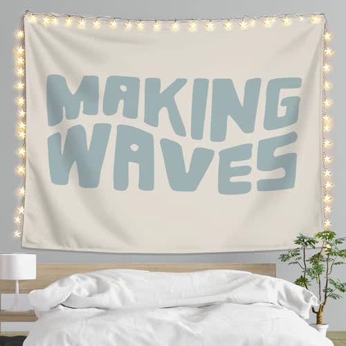 LIANGW Blue Dorm Coastal Tapestry, Making Waves, Indoor Outdoor Wall Art Tapestry for Bedroom, Teens Room Decoration Living Room Bedroom,tapestries 50x60 inches