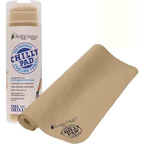 FROGG TOGGS Chilly Pad, Instant Cooling Towel, long lasting, reusable, Sports and Outdoors Neck Towel 33x13, Sand