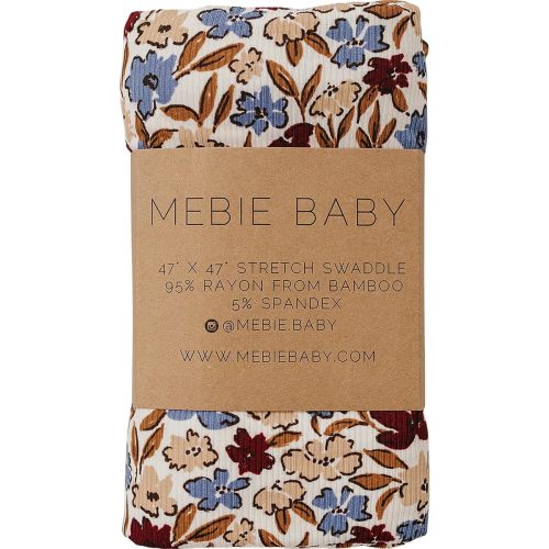Mebie Baby Desert Floral Stretch Swaddle Blanket, Modern and Neutral for Baby Girl or Boy, Soft Rayon and Spandex, 95% Rayon 5% Spandex, Newborn 0-3 Month, Comfy Wrap, 47" x 47"