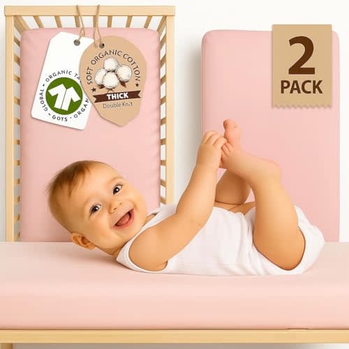2 x GOTS 100% Organic Cotton Bedside Bassinet Sheets 33x20 and 35x19 Compatible with Maxi Cosi Iora, Baby Delight, Koola Baby Bond, Harppa Cudly 3 in 1 - Luxury Turkish Cotton - Boy, Girl