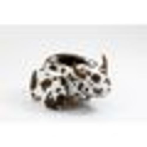 Home 2 Office Adorable Cow Traditional Fur Fabric & Wood Ottoman in Brown/White, Size:13.8", Multicolor