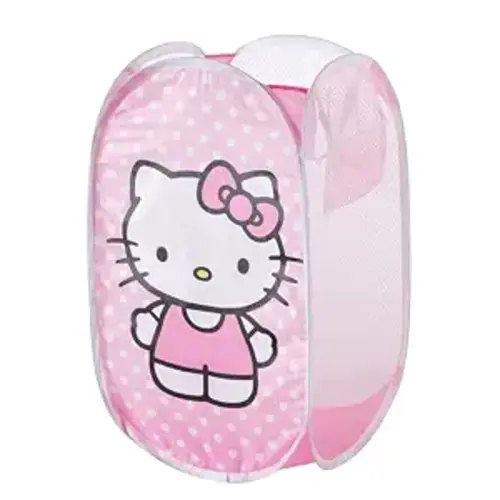 Idea Nuova Sanrio Hello Kitty Pop-Up Hamper,Collapsible Laundry Basket with Durable Handles,Lightweight Storage Bin for Kids' Bedroom, Nursery, or Playroom,Pink