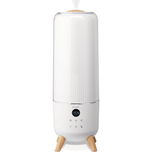 Homedics Ultrasonic Humidifier - Large Deluxe Air Humidifiers for Bedroom, Plants, Office - Top-Fill 1.47-Gallon Tank, Cool Mist, Essential Oil Pads and Built-In Timer, 3 Speed Settings, White