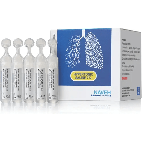 NAVEH PHARMA 7% Hypertonic Saline Solution for Nebulizer - 25 Single-Use Ampoules for Airway Moisturizing - Sodium Chloride Inhalation Solution for All Ages