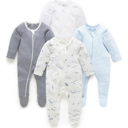 4 Pack Zip Footie Boys, Newborn