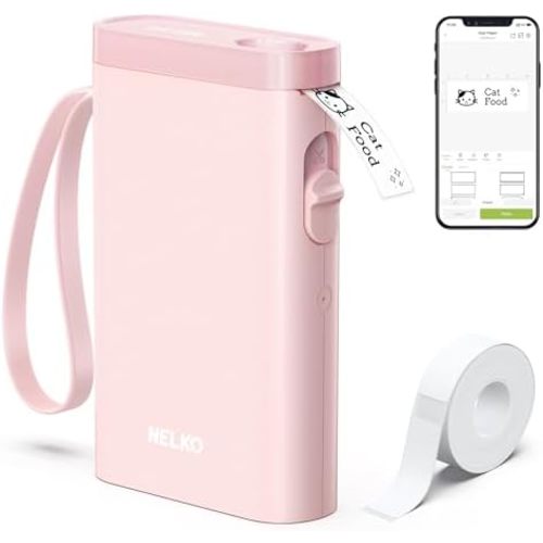 Nelko P21 Label Maker Machine with Tape, Bluetooth Label Printer, Pink