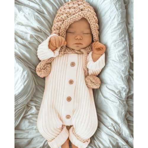 Knit Cotton Baby Romper: Unisex Winter Jumpsuit (0-24 Months) Childrens Kids unisex