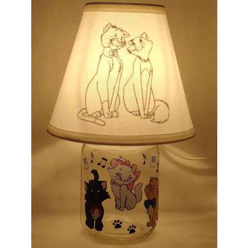 Mason jar small lamp, nightlight - Aristocats influenced