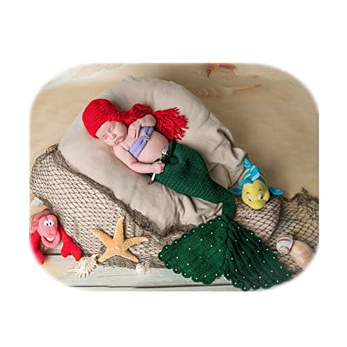 Vemonllas Newborn Photography Props Girls Star Headband, Bra & Mermaid Tail Baby Photoshoot Prop Outfits (Green)
