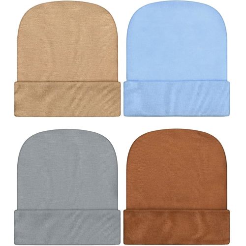 Geyoga Newborn Girl Boy Hat Newborn Beanie Stripes Hat Toddler Soft Caps Infant Cotton Knit Caps for Baby 0-6 Months