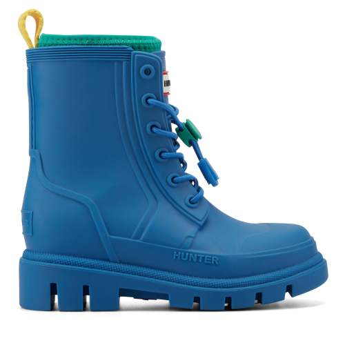 Little Kids Stamp Lace-Up Waterproof Ankle Boots - Medium Blue | Hunter Boots
