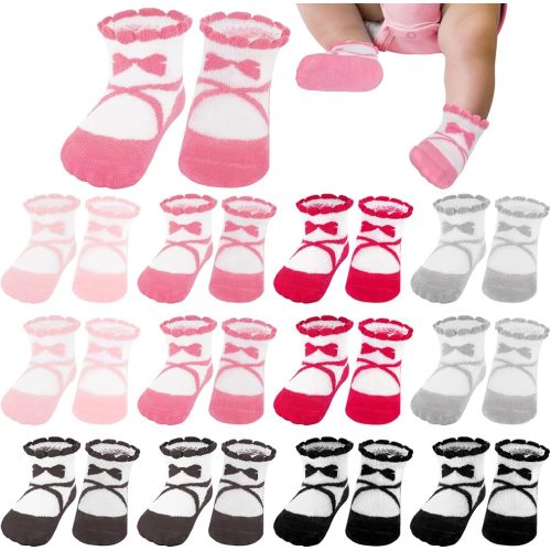 Toulite 12 Pairs Preemie Socks Baby Girls Boys Cotton Premature Ruffle Turn Cuff Sock for Hospital NICU Newborn