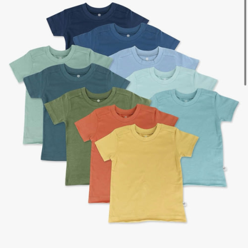 HonestBaby Multipack Short Sleeve T-Shirt Tee 100% Organic Cotton Infant Baby, Toddler, Little Kids Boys, Girls, Unisex