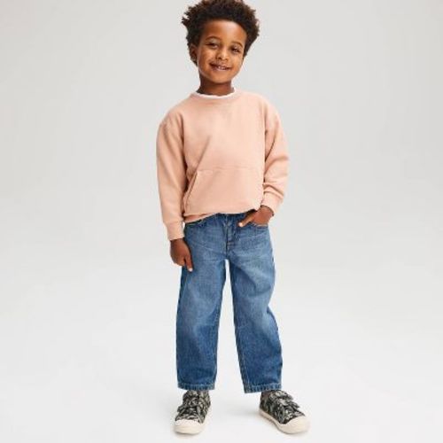 Toddler Boys' Loose Snap Front Denim Pants - Cat & Jack™ Medium Wash 3T