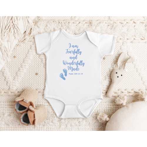 Baby Boutique Bodysuit, Fearfully & Wonderfully Made, Christian Scripture Bodysuit