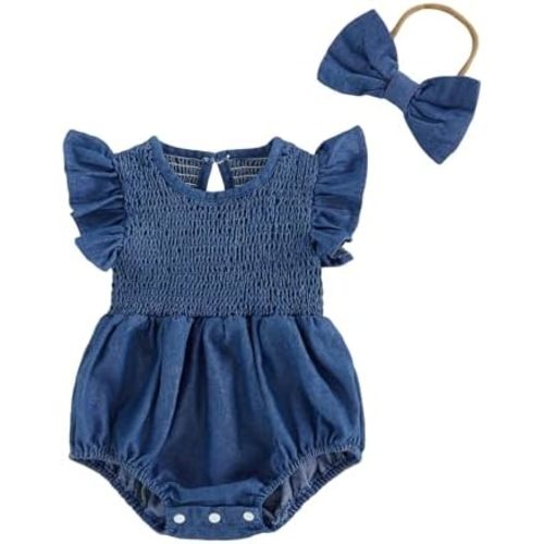 Kavousa Newborn Baby Girl Clothes Summer Bubble Romper Headband Outfit