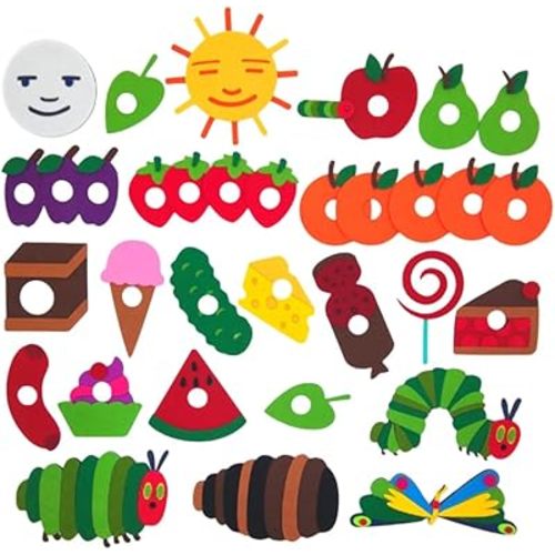 The Very Hungry Caterpillar Felt Story Set 34 Pcs Felt Toys 50 Pcs Magic Stickers Fun Interactive Teaching Props for Toddlers & Preschoolers Classroom & Home Learning