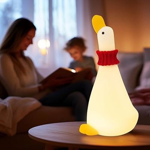 Duck Night Light Silicone Cute Dorm Bedroom Home Decor Night Light for Breastfeeding Squishy Duck Nightlight Cordless Rechargeable Dimmable Touch Fun Bedside Desk Lamp for Christmas Gifts (Dream Duck)