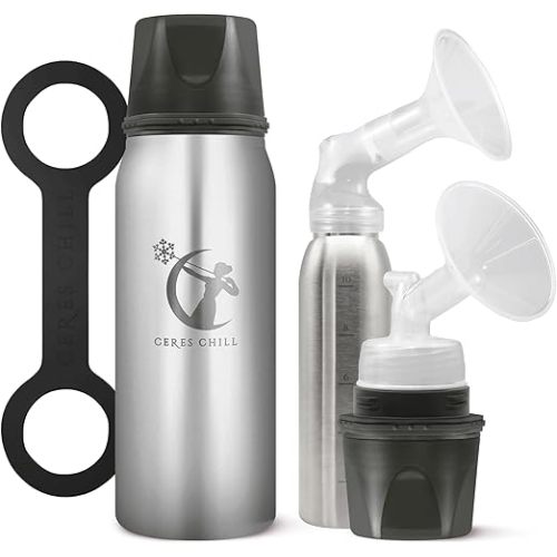 CERES CHILL OG Breastmilk Chiller & Warmer – 12–34oz Portable Breast Milk Cooler, Storage & Baby Bottle for Travel, Work or On-The-Go – Pump Compatible Container – Per My Last Email Steel