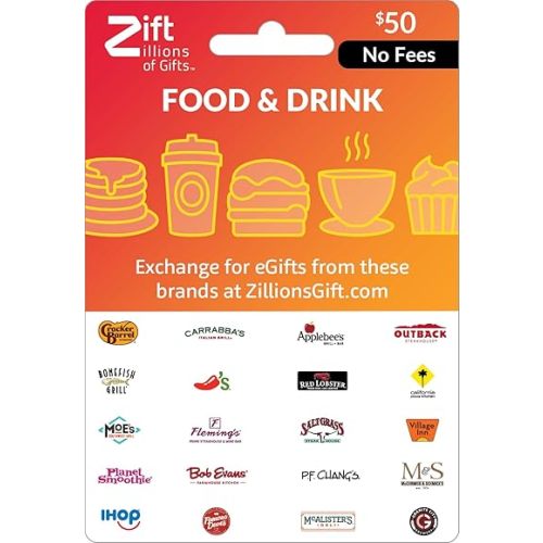 Zift Zillions of Gifts Food & Drink Multi-Brand Dining Physical Gift Card - $50