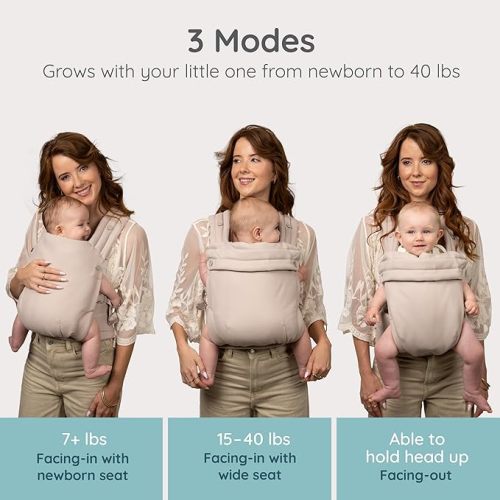Infantino Honey Blossom Baby Carrier, Ergonomic Infant to Toddler Carrier, Hip Healthy “M” Position Support, Adjustable Sliding Seat, Padded Cross-Back Straps, 7-40 lbs, Toasted Almond