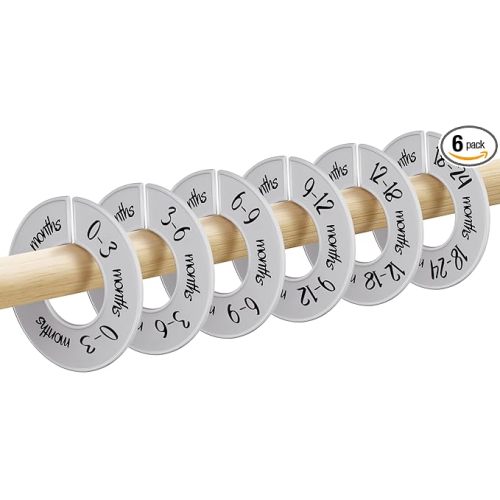 Pro Goleem Baby Closet Dividers Gray Baby Closet Organizer for Nursery Baby Clothes Size Age Dividers Fits 1.5" Rod 6 PCS