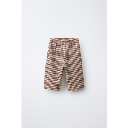 GINGHAM BAGGY PANTS - Brown | ZARA United States