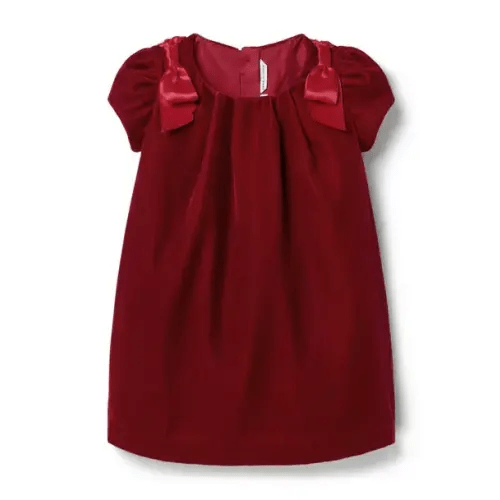 Girl Maroon Berry The Velvet Shoulder Bow Dress by Janie and Jack