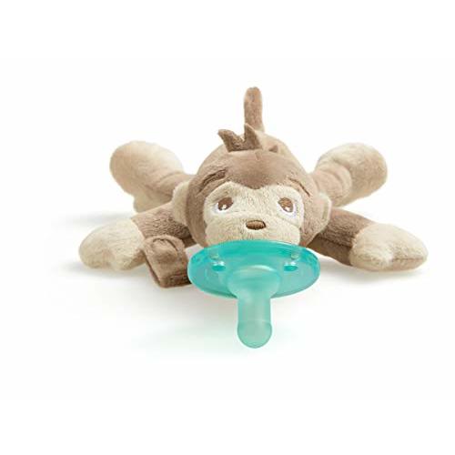 Philips AVENT Soothie Snuggle Pacifier Holder with Detachable Pacifier, 0m+, Monkey, SCF347/02