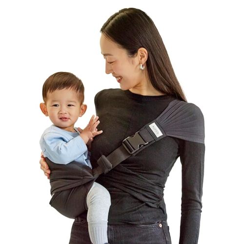 Konny Baby Carrier Hip Seat, Dual Support Toddler Hip Carrier, Adjustable Wraps Sling Wearable One Size Fits All, Baby Essentials for 6 to 48 Months up to 44 lbs -Grey Beige