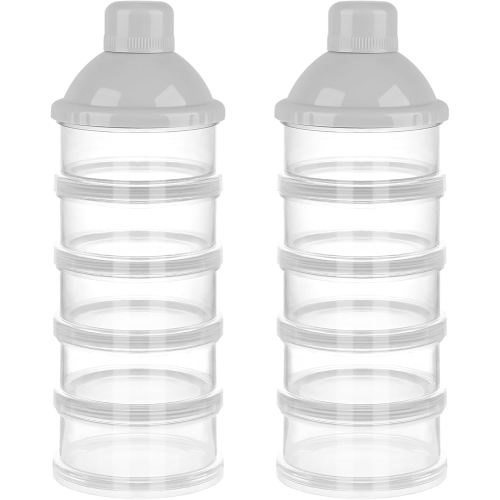 Accmor Formula Dispenser On The Go, 5 Compartments Stackable Formula Container for Travel, Baby Milk Powder Kids Snack Container, BPA Free