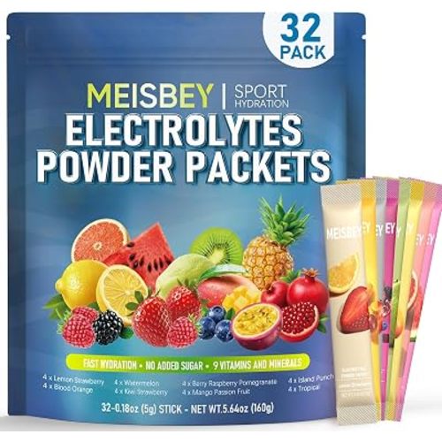 Electrolyte Powder Packets – 32 Sticks Sugar Free Hydration Packets, Liquid Daily IV Electrolyte Hydration Powdered Drink Mix with Vitamins & Minerals, Keto Friendly, Vegan, Non-GMO