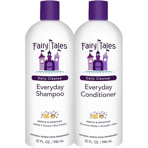 Fairy Tales Daily Cleanse Everyday Kids Shampoo + Conditioner set - Gentle Natural Defining Product, Tangle Free, Moisturizing and Hydrating, Clean + Natural Ingredients - Paraben Free - 32 oz. (2PK)
