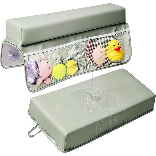Baby Waterproof Vegan Leather Bath Kneeler and Elbow Rest Pad Set