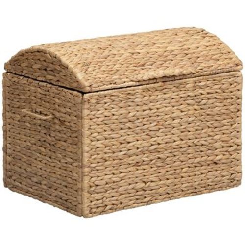 eHemco Heavy-duty Water Hyacinth Wicker Storage Trunk with Metal Frame and Arch Lid, 20.5 by 14.5 by 16 Inches, Natural