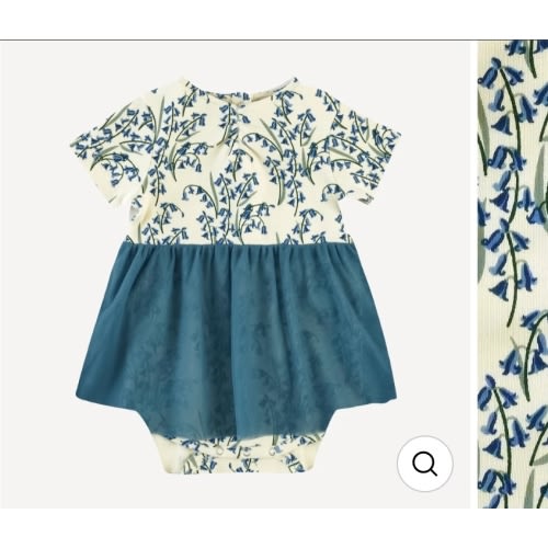 short sleeve ruched tulle skirted bodysuit | bluebells | organic cotton interlock