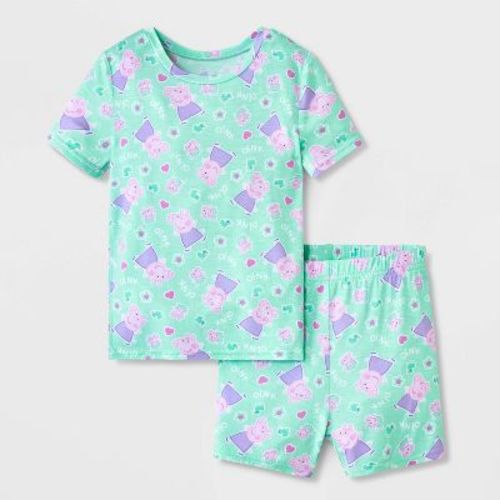 Toddler Girls' 2pc Peppa Pig Viscose Pajama Set - Mint Green 5T