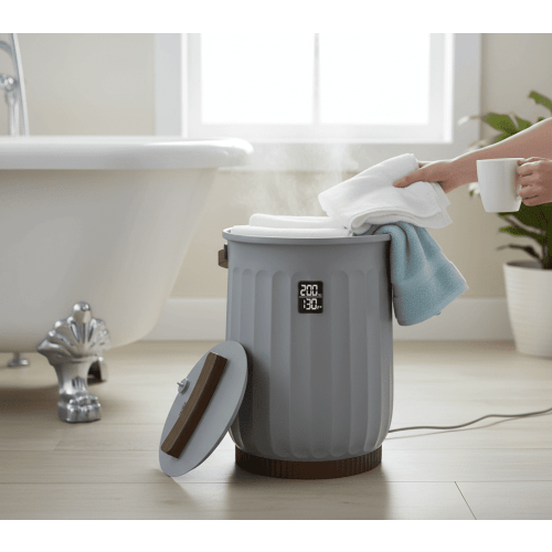 20L Large Towel Warmer - Fast Heating Towel Heater with 1-Minute Warmth & 60-Min Timer, Safe Electric Blanket Warmer Gift with Child Lock & Diffuser for Bathroom (Gray)