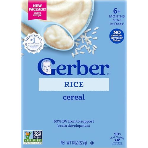 GERBER CEREAL FOR BABY Infant Dry Cereal Rice 1ST FOODS Non GMO Rice 5x8oz