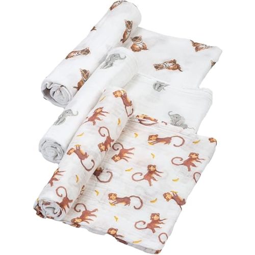 LollyBanks Baby Blanket for Boys, Large 47 x 47 Inches Soft Muslin Swaddle Blankets, 100% Cotton Breathable and Lightweight Baby Receiving Blankets, Baby Essentials, Registry (Cowboy Boot Print)