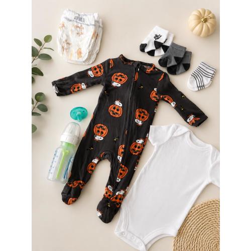 Newborn Halloween Pumpkin Sleeper Set for Reborn Baby Doll | Onesie, Socks, Bottle, Pacifier & Diaper