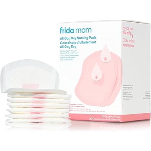 Frida Mom Nursing Pads, Disposable Nursing Pads with Ultra Absorbency, and Soft Texture, Breastfeeding Essentials, 60ct